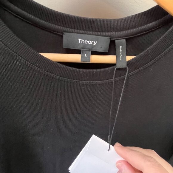 NEW Theory Womens Black Button Front Perry Knit Midi Dress L - Picture 2 of 6